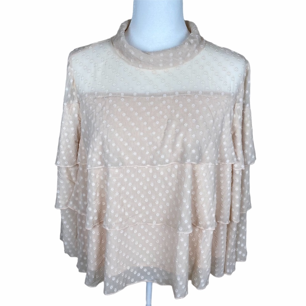 Lumie Swiss Dot Sheer Ruffle Top NWT - XS